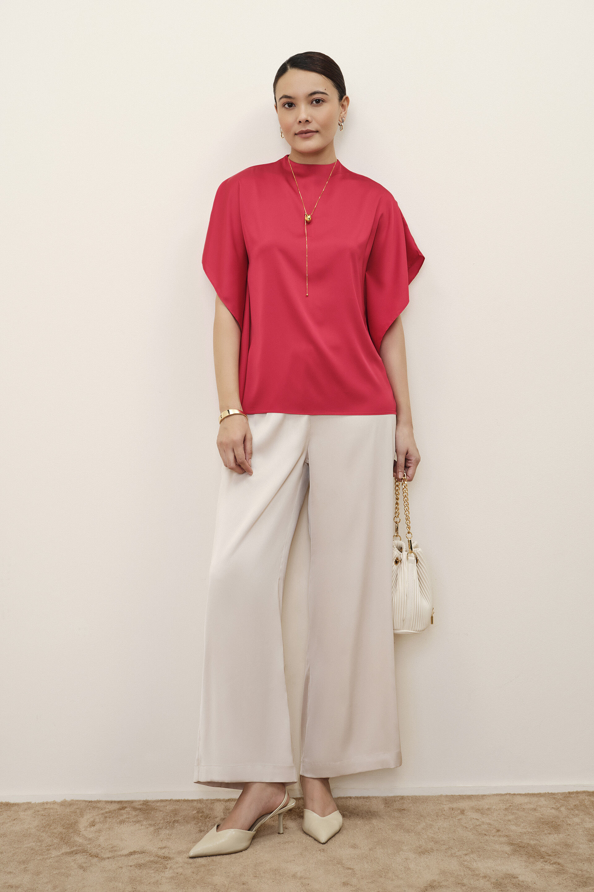 Rose Red Kaftan Top, Red, image 5